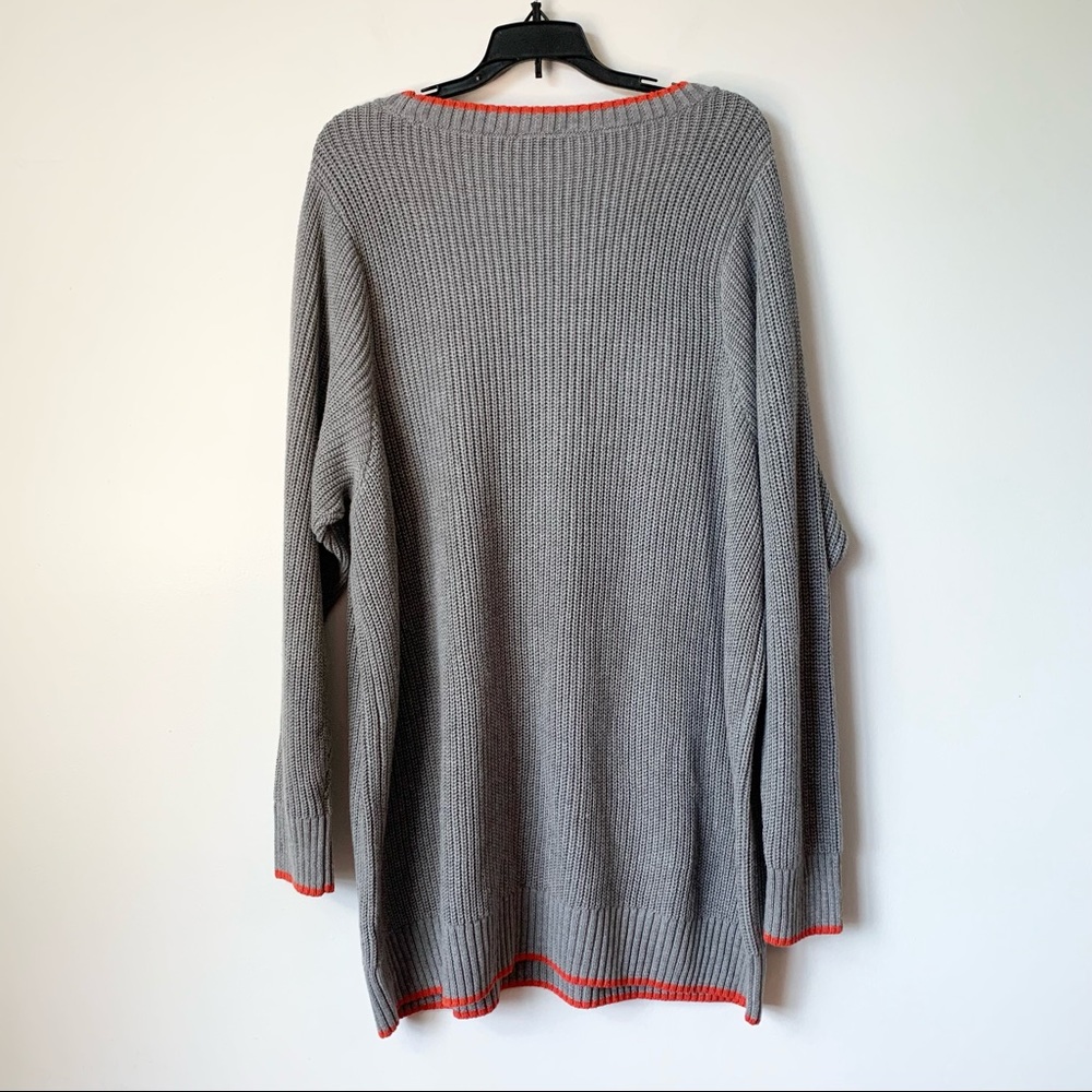 Torrid Gray Red Orange Trim Sweater Size 4X NEW - Picture 3 of 8